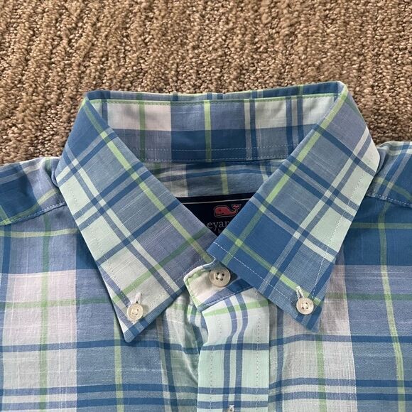 Vineyard Vines Blue and Green Plaid Button Down Tucker Shirt - Picture 7 of 11